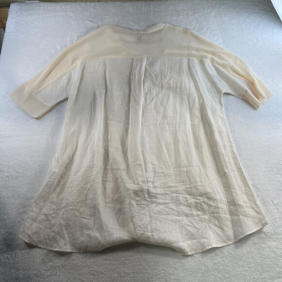 Anne Klein L Large Tunic Top Shirt Linen High Low Blouse Lagenlook Minimalist - Picture 16 of 16